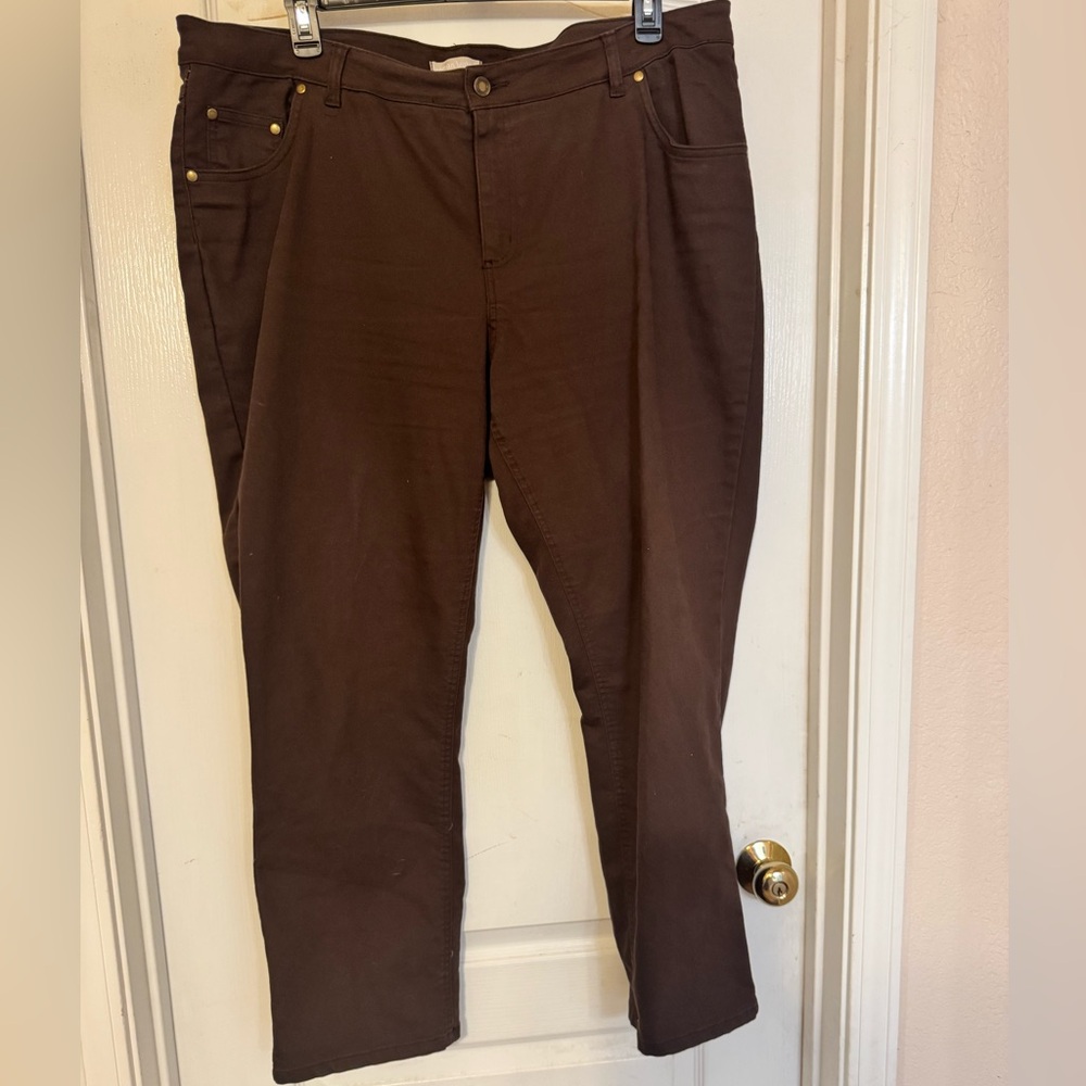 Woman Within Brown Straight Leg Jeans